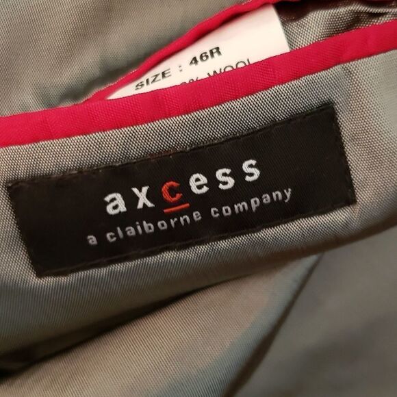 Axcess Black Pin Stripe Wool Suit Coat Sz 46R - Picture 4 of 4